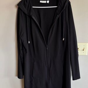 Denim&Co Black Zip Tunic Hoodie